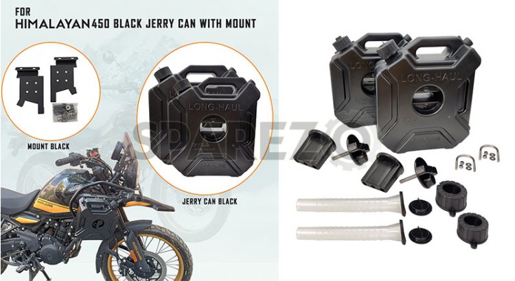 For Royal Enfield New Himalayan 450 RH-LH Black Jerry Can Pair with Mount - SPAREZO